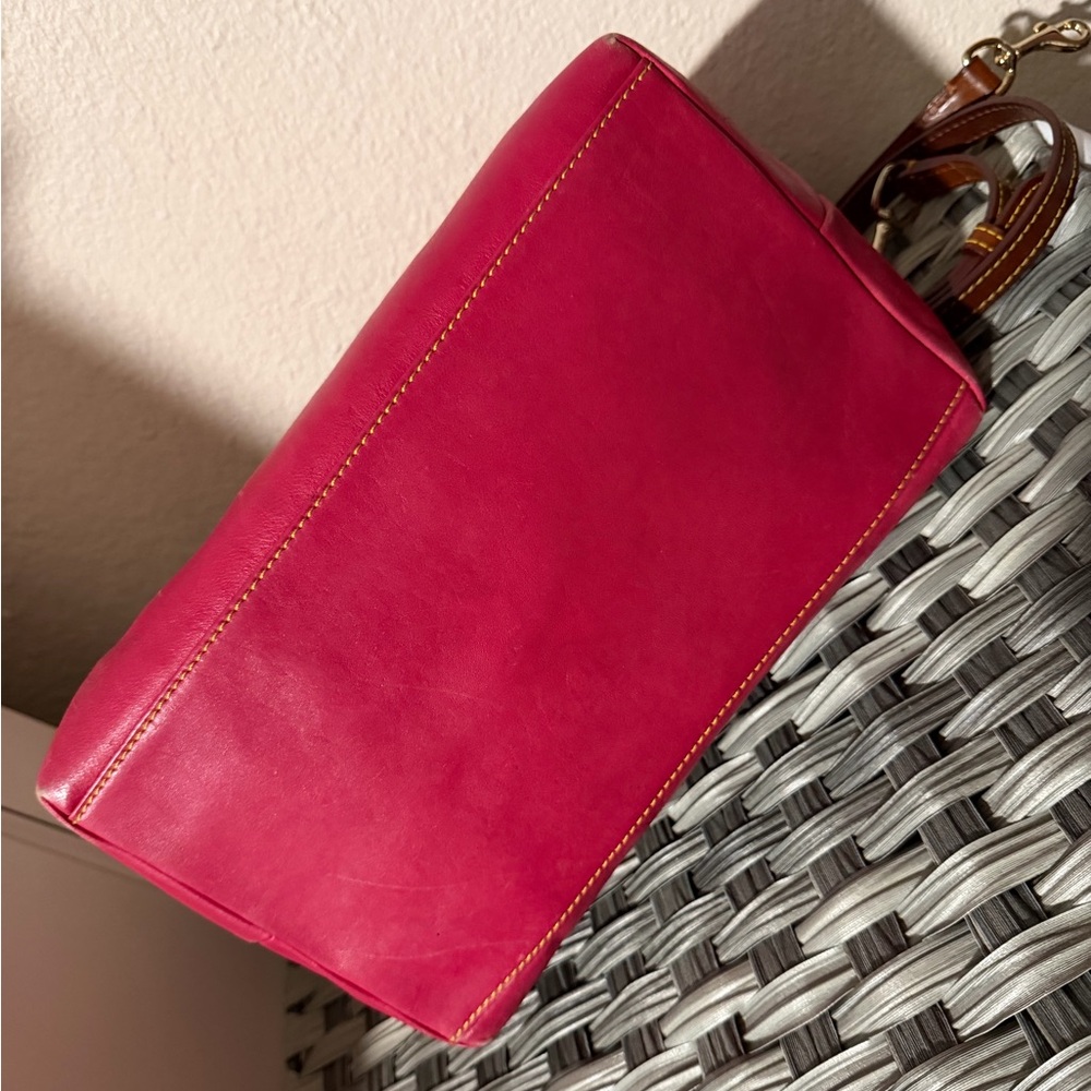Dooney & Bourke Florentine Leather Satchel Pink w Leather Strap & Duck Hangtag - Picture 6 of 16